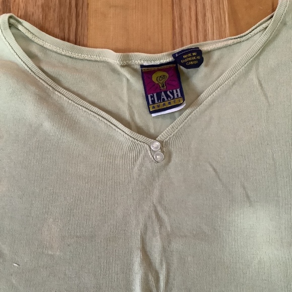 Flash, light green V Neck Jersey, 100% Cotton, Size S, Simple & Relaxed Fit. - Picture 2 of 4